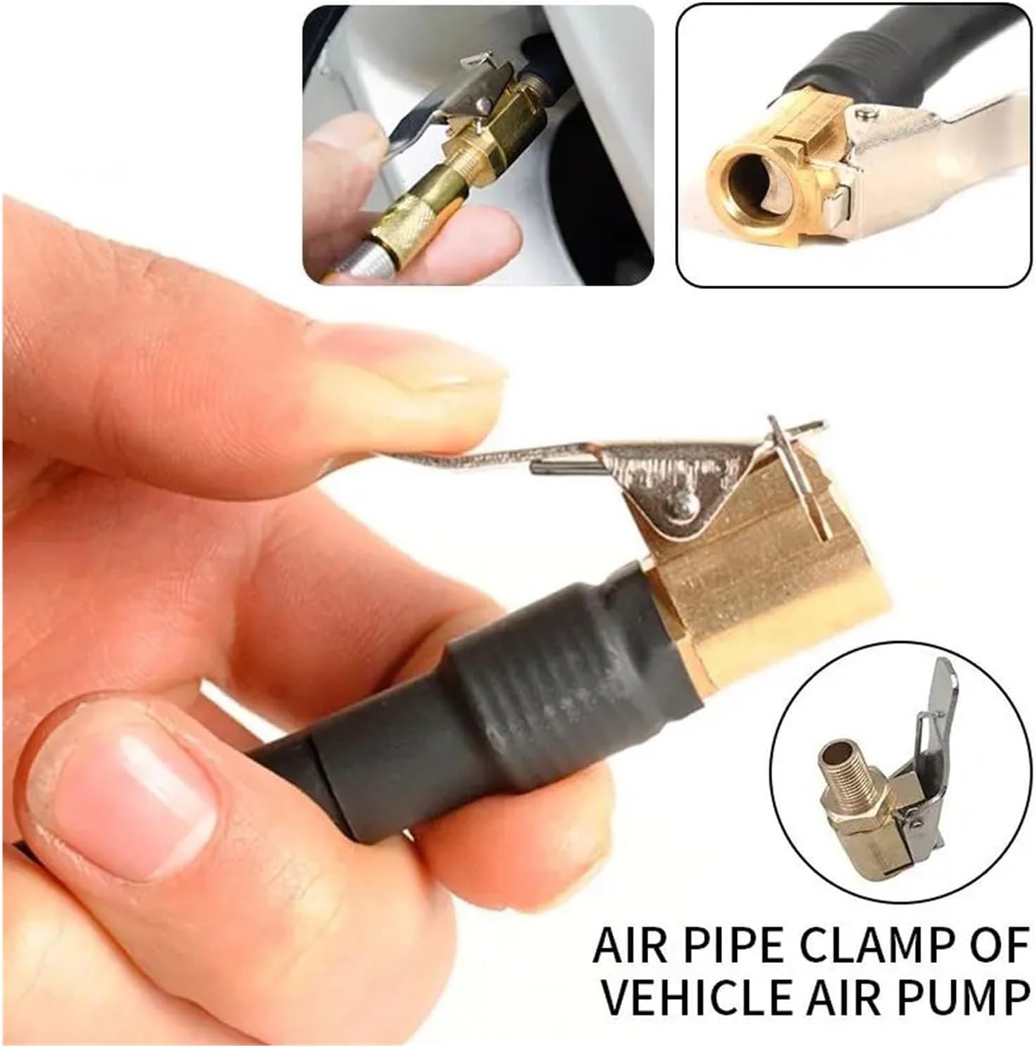 Car Tire Air Chuck Inflator Pump Valve Connector Clip-on Adapter Brass 8mm 6mm Tyre Wheel Connector(B)