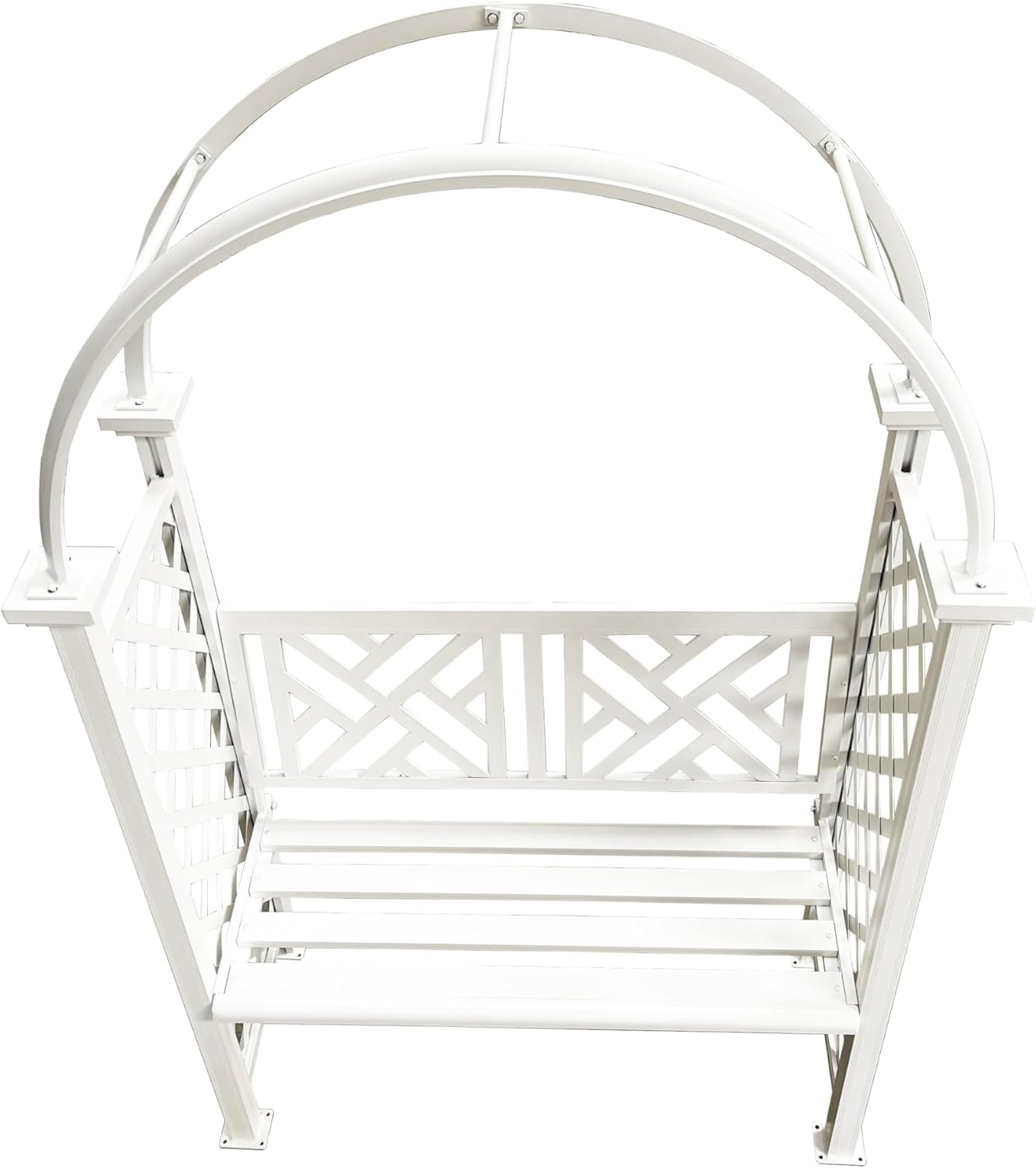Oakland Living White Aluminum Garden Arbor Arch with 2-Seater Bench