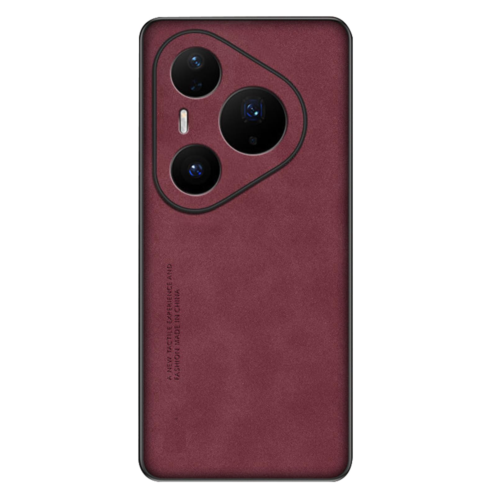 Protection appareil photo Huawei Pura 90 Pro en cuir givré rouge avec couverture antichoc
