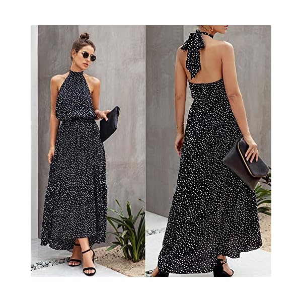 PRETTYGARDEN-Womens-Casual-Halter-Neck-Sleeveless-Floral-Long-Maxi-Dress-Backless-Loose-Ruffle-Sundress-with-Belt PRETTYGARDEN Women’s Casual Halter Neck Sleeveless Floral Long Maxi Dress Backless Loose Ruffle Sundress with Belt (Black,Medium)