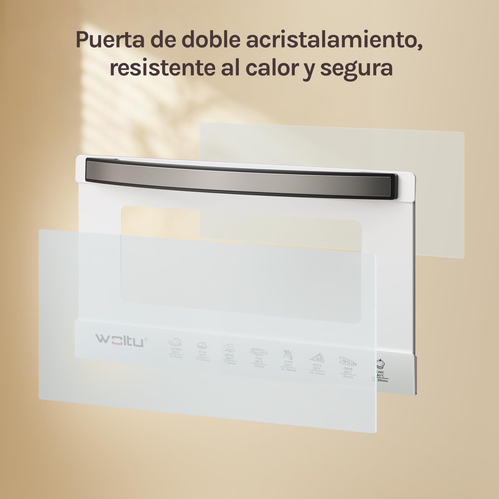 WOLTU Mini Horno Electrico 10 L, 800 W, Horno Pequeño Sobremesa, Mini Horno Tostador 100-230℃, Temporizador 0-60 Min, Blanco