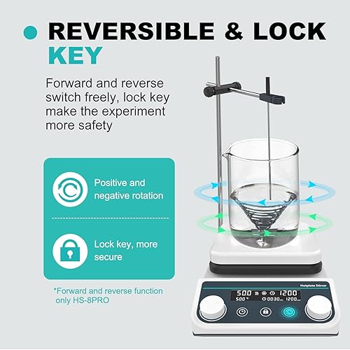 Miniatura 5 de JOANLAB Agitador magnético Placa caliente 8L Capacidad 6.3 pulgadas, mezclador de placa caliente de laboratorio digital de 590.0 F590 con