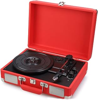 Record Player Built Speakers, Vinyl Record Storage Record Player Wireless Bluetooth Speaker 3-Speed Turntable, for Entertainment Home Decoration,White
