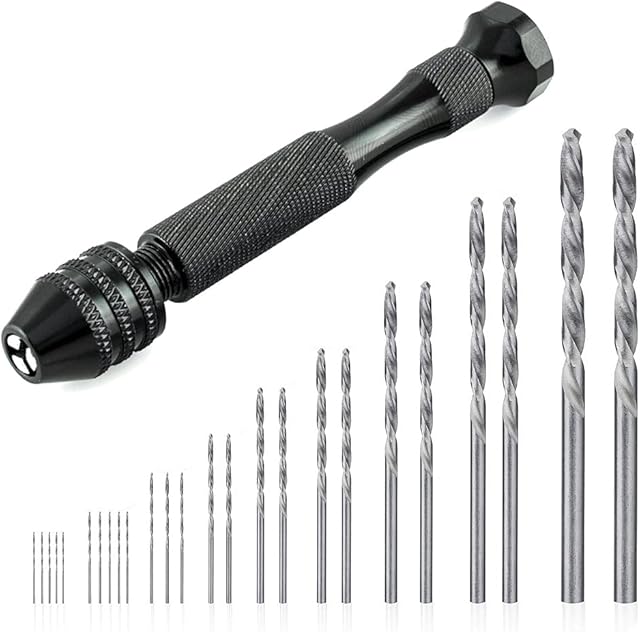 Saipor Precision Pin Vise Hand Drill Set with 25 Pcs Micro Mini Twist Drill Bits Pen Vice Drill Hobby Manual Micro Hand Drill Tool Kit for Resin, Wood, Jewelry Making, Model Work DIY
