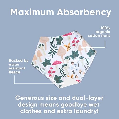 Miniatura 200 de Copper Pearl Paquete de 4 baberos de algodón suave para babeo y dentición, baberos absorbentes para bebés niñas y niños, ajustables para adaptarse a