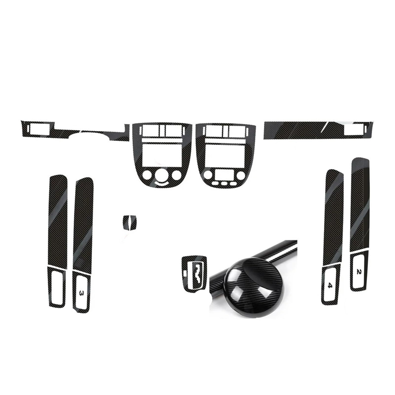 QBKGMEWCA Central Control Panel Handle Stickers Interior Decals Car Styling Accessories Compatible for Lacetti 2004-2012 Carbon Fiber(Type1,LHD)