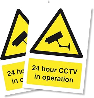 Punkcards - 2 x CCTV in Operation - Safety Sign - Security Camera Warning Triangle - Closed Circuit TV - Warning Safety - A4 210mm x 297mm 3mm Correx - Outdoor or Indoor Use - Manufactured in UK