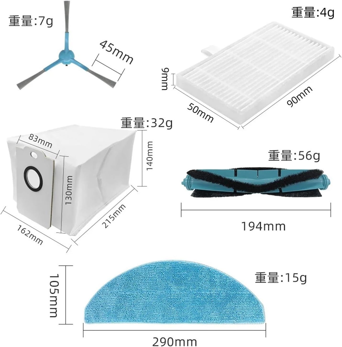 Replacement Filter Accessories for Mop, Spare Parts Compatible with Cecotec Conga 8290 Immortal / 7490 Immortal(Sticker film5)