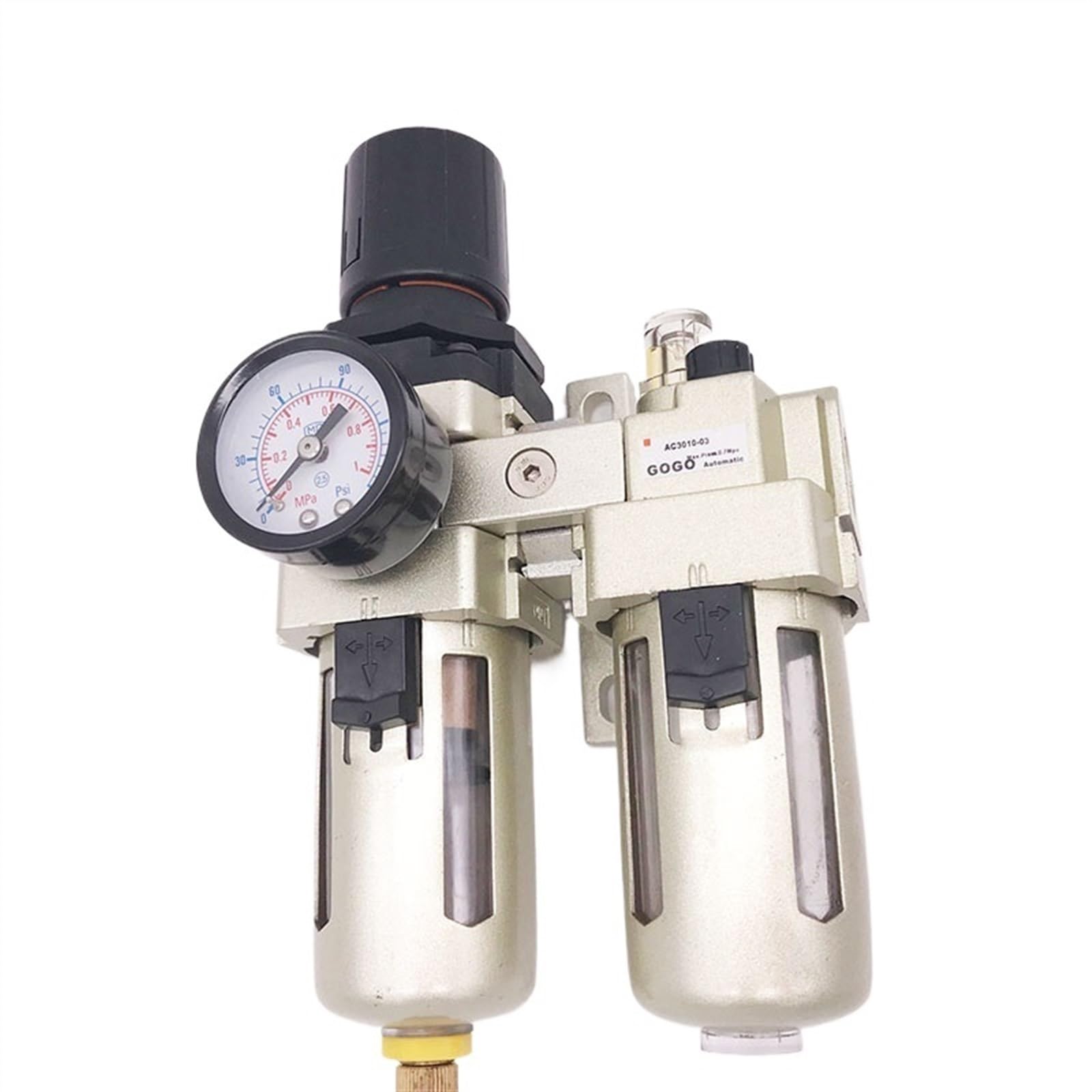 Régulateur de pression AC3010-03D et filtre lubrificateur d'air comprimé 3/8 à vidange automatique