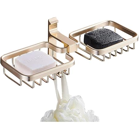 Amazon L Cloud 石鹸ラック バスタオル掛け 浴室ラック お風呂ラック 洗面所 収納浴室収納 小物整理 石鹸置き スペースアルミ製 ラック ホルダー防カビ ソープディッシュホルダー 速乾 水切り 滑りにくい10kg荷重 多機能 防錆 ゴールド ソープディッシュ ホーム