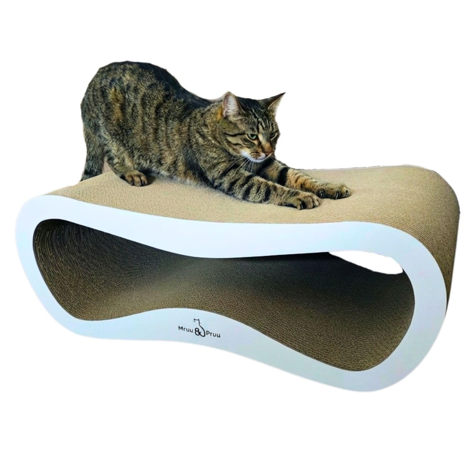 Mruu&Pruu Kratzpappe für Katzen, kratzbrett, kratzpappe für Katzen groß XXL | Beidseitiges kratzbrett, Katzenliege bis 45 kg, Handmade in EU