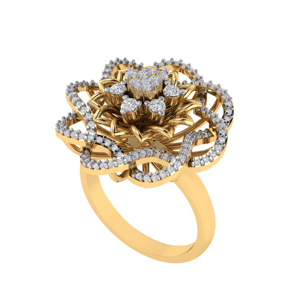 Gold Plated Pure 925 Sterling Silver Floral Ring | Diamond Ring for Women and Girls | Model RSY00002-image-18