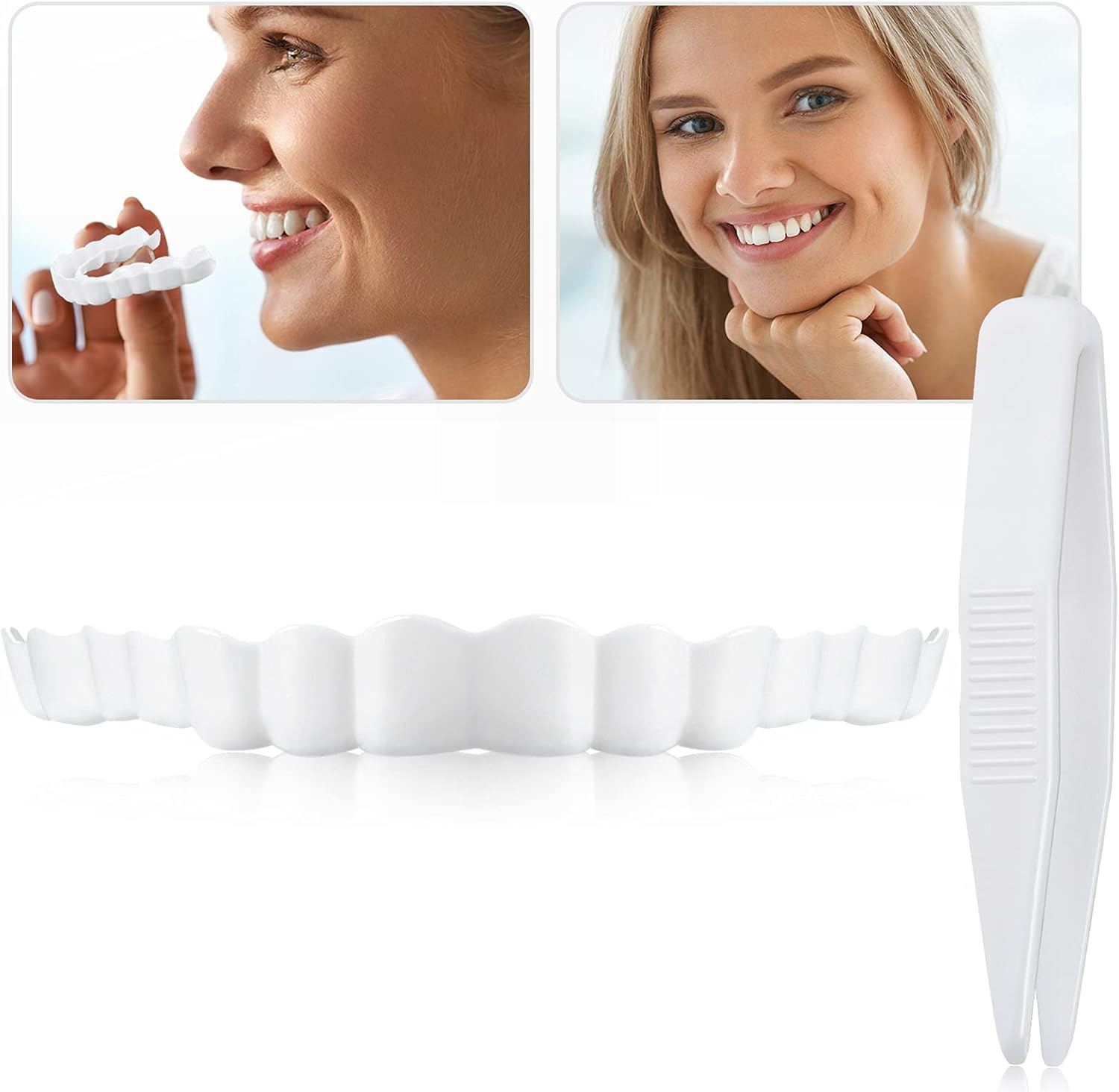 Instant Veneers Dentures Top Fake Teeth with Mini Tweezers for Men and Women BigaMart