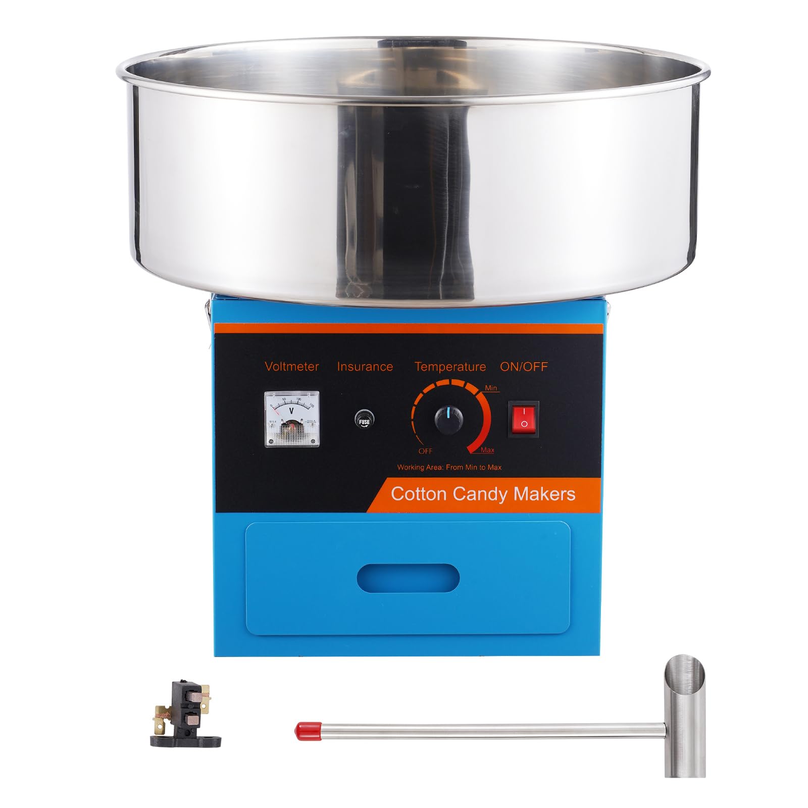 Happybuy 1000W Electric Cotton Candy Machine with Stainless Steel Bowl, Sugar Scoop, Drawer - Ideal for Home Kids' Birthdays & Family Parties (Blue)