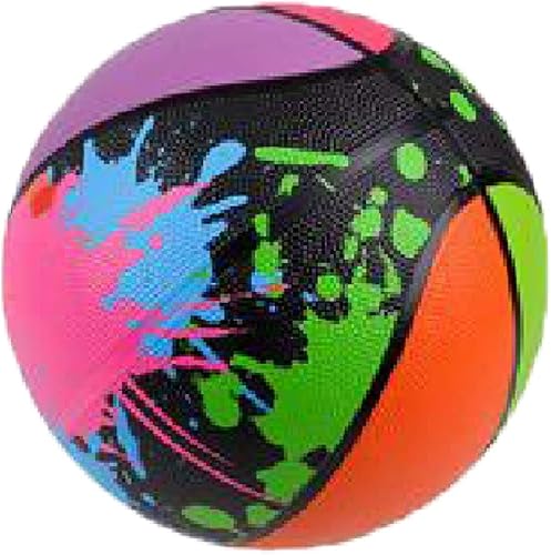 Balón de baloncesto estilo salpicaduras de color salpicado de 9.5 pulgadas, baloncesto juvenil para uso en interiores o exteriores, goma duradera