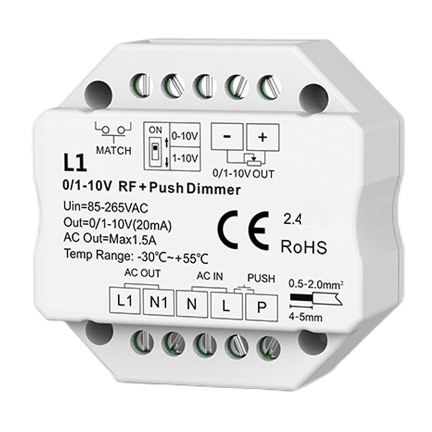 L1 L1(WT) L1(WT) 0-10V LED dimmer Push dimmer 1CH Single Color Light Strip dimmer Switch(L1-EB)