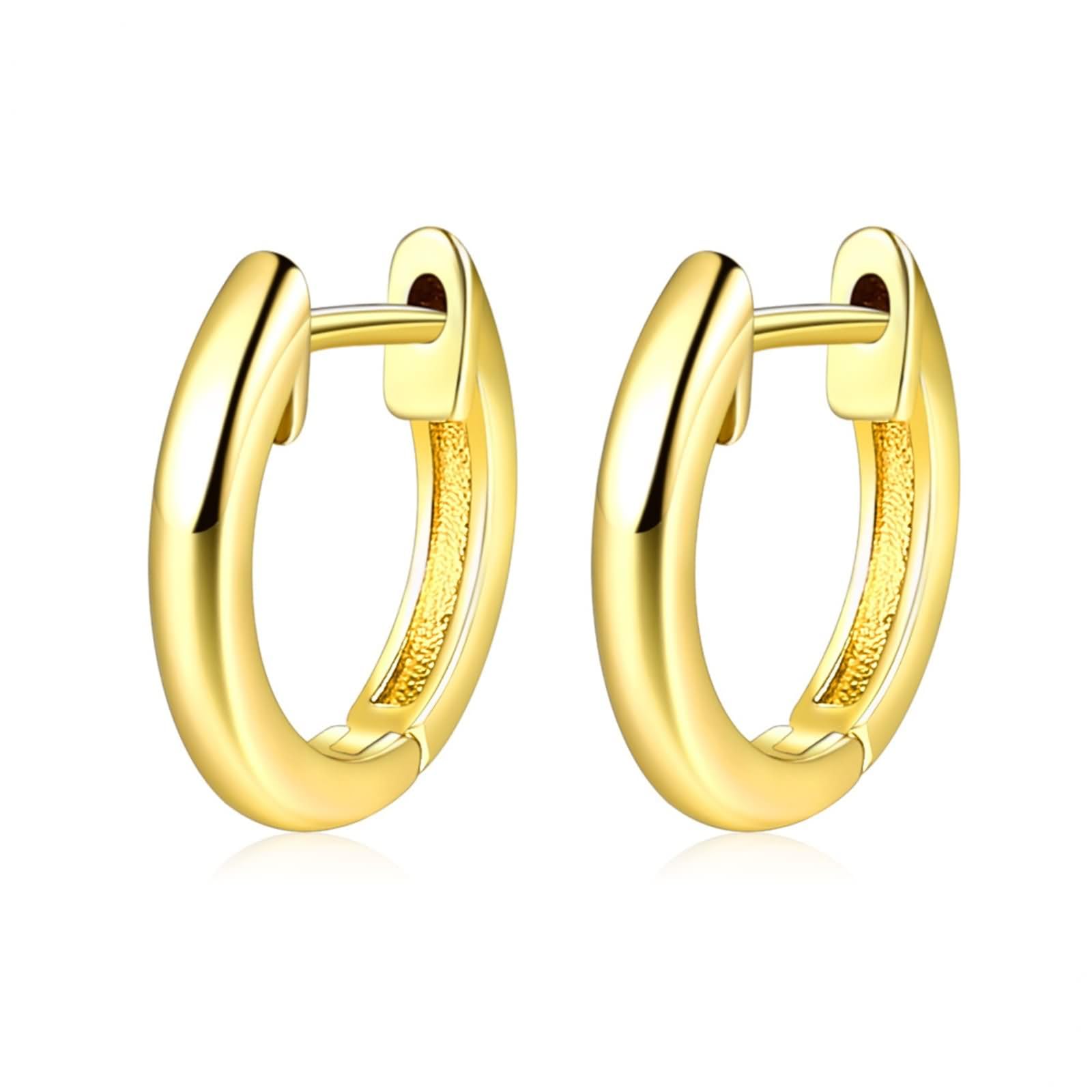 Ohrringe Hochzeit Damen 9K / 14K / 18 K Gelbgold, Poliert Rund, Creolen Frauen Ohrringe Gold