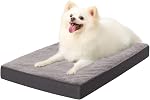 KSIIA Lit de chien orthopédique - Lits pour chiens imperméables, grand lit pour chiens, peluche et lavable avec mousse de crème d'oeuf & Couverture amovible & Le fond non dérobé, 91 x 69 cm, gris