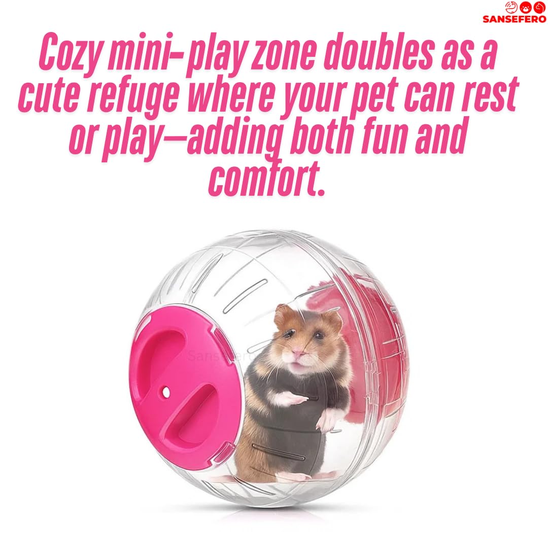 SANSEFERO® 14 Cm Hamster Crystal Ball Wheels Toy Jogging Cum Exercise Wheel Cage Accessories Great for Running Vitness, for Hamster/Dwarf/Gerbil/Mice/Mouse (Random Colour)