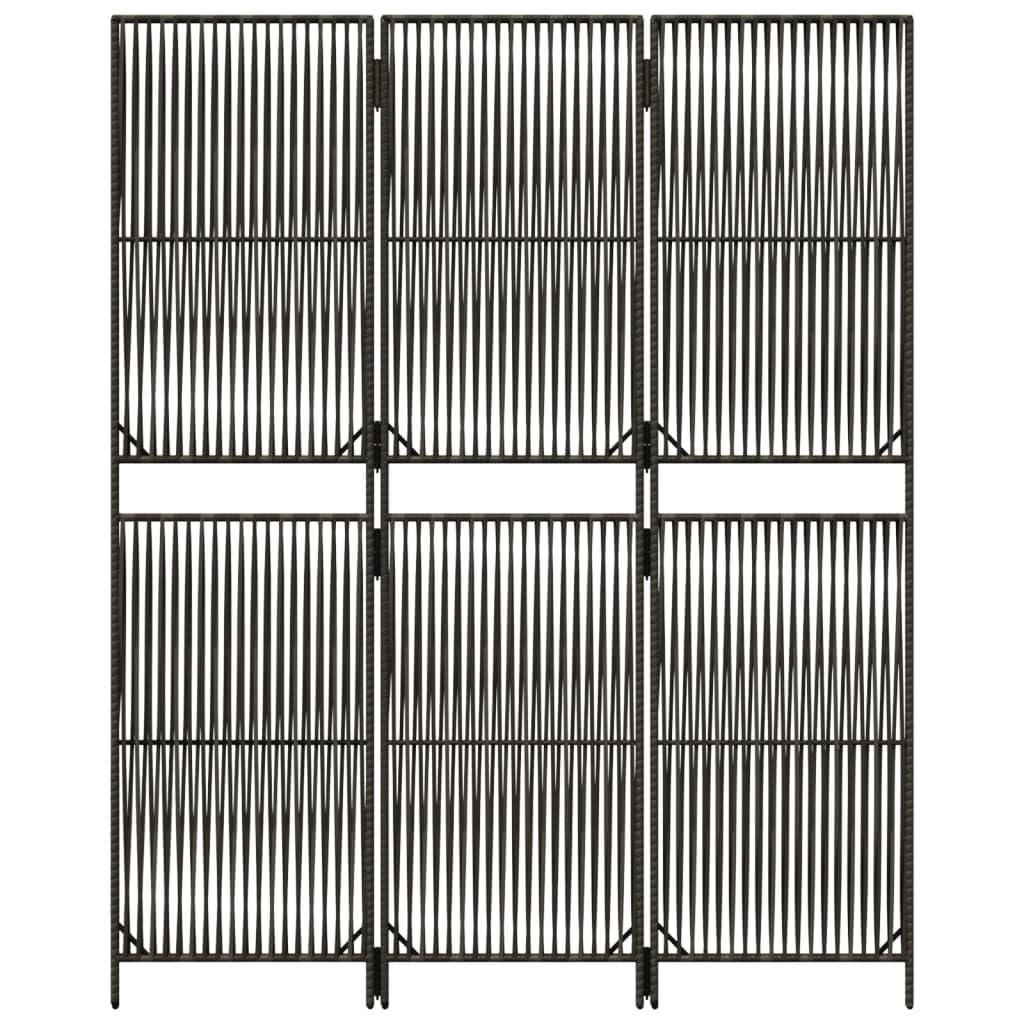 Biombo de 3 Paneles ratán sintético Gris Biombo Protector, para Interior y Exterior Separadores de Ambientes para Sala de Estar, Dormitorio y Oficina