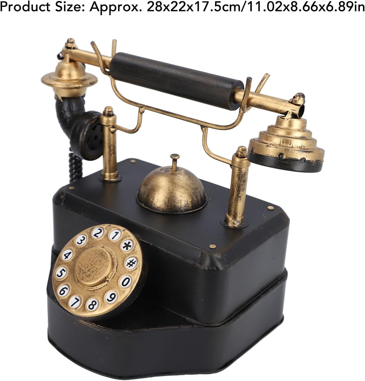 アンティーク電話モデル、レトロヴィンテージコード付き回転ダイヤル電話、本物のディテールを備えた鉄の装飾卓上飾り、自宅カフェバーホテル