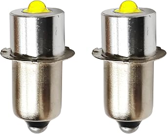GRV P13.5S LED Flashlight Bulb DC4-12V, 3W PR2 LED Bulb for 4-16 C&D Cells Flashlight,6000K Bright White 9V 12V Replacement Bulbs Pack of 2