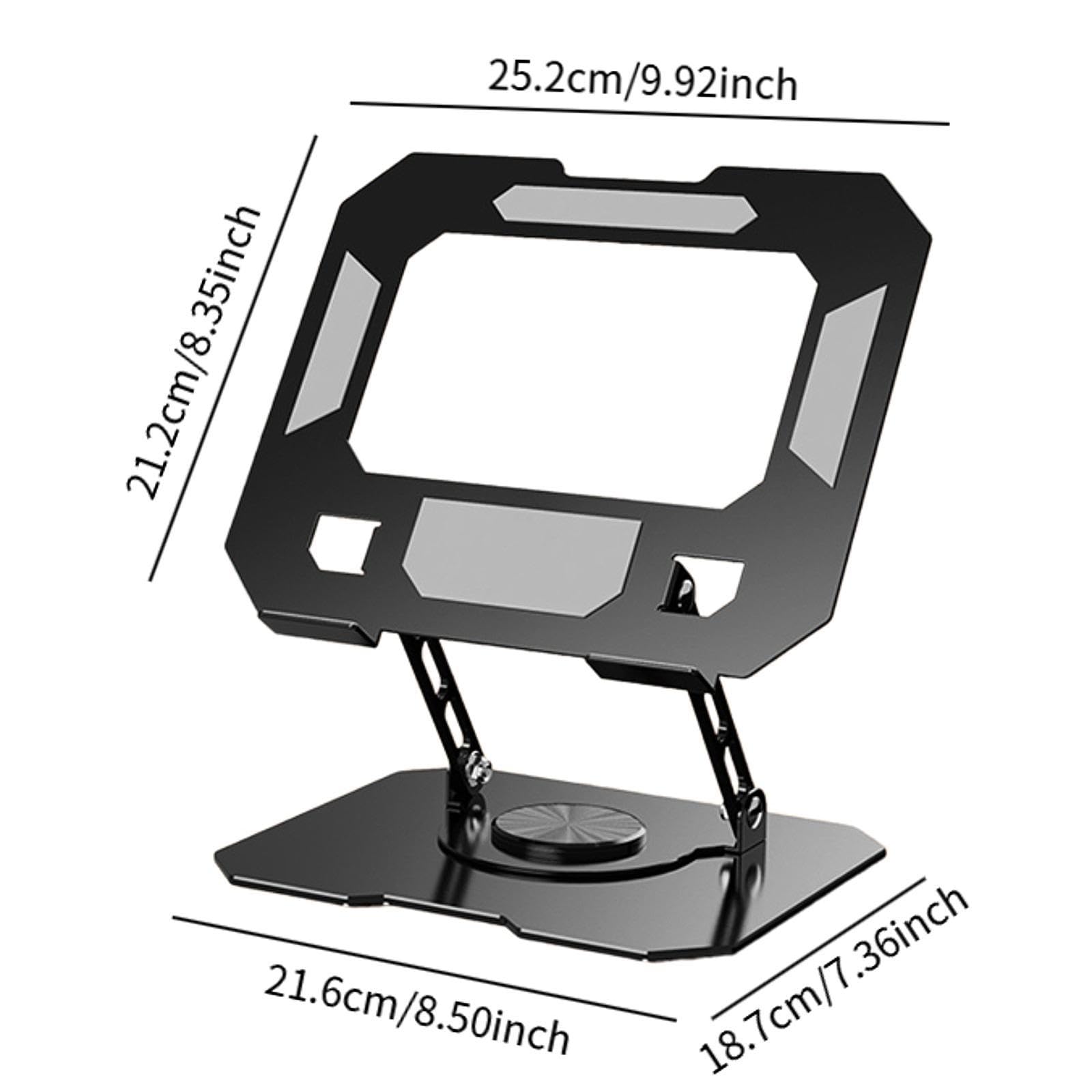 Soporte plegable flexible para laptop, soporte portátil para tablet con rotación de 360°, altura ajustable para el hogar y viajes, soporte elevador para portátil negro
