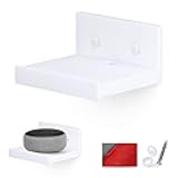 5” Small Floating Shelf, Adhesive & Screw In, For Bluetooth Speakers, Cameras, Plants, Toys, Books & More, Easy to Install Shelves, By Brainwavz (SHELF SF2105, White)