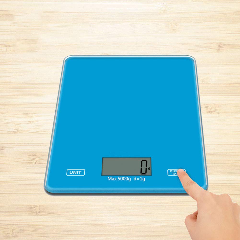 Digitale Küchenwaage Für Lebensmittel, Professionelle Mini-Küchenwaage Zum Aufhängen, Präzises Elektronisches Wiegen, LCD-Display Mit Tara-Funktion, Kochgerät Mit Schlankem Design,Blue-5kg / 1g