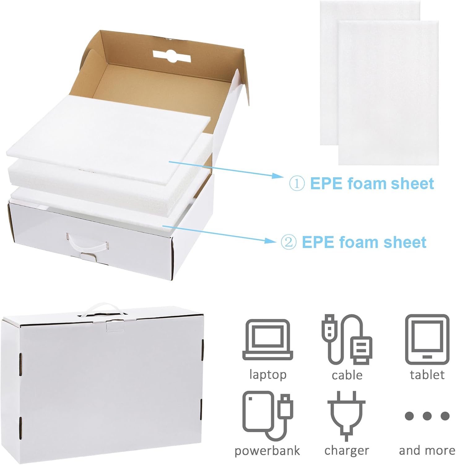 Yarlung Laptop Box with Protection Foam, Cardboard Laptop Shipping Box Secure Mailer Boxes for up to 17.3 Inch Notebook Computer