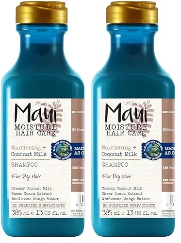 Maui Moisture Vegan Shampoo for Dry Hair, Coconut & Aloe Vera, 385 ml (Pack of 2)