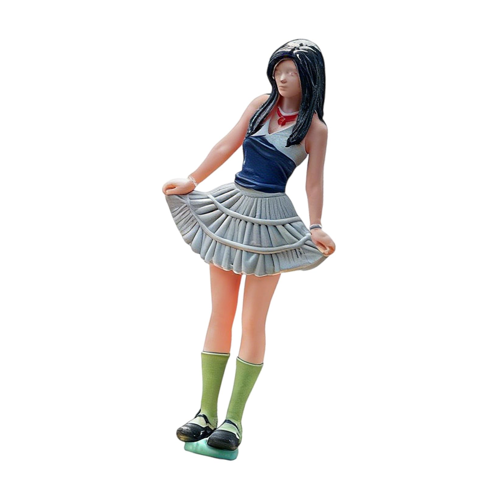 Shntig Resin Skirt Girl Miniature Collectible for Scenes and Home Decoration Tiny Skirt Anime Girl Resin Figurine