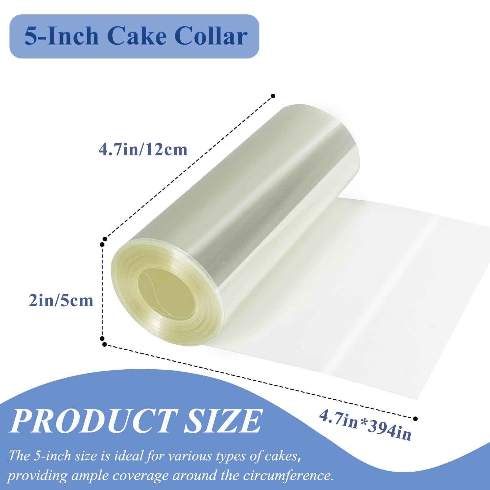 Urxirha 2Pack Cake Collars 5×394inch, Transparent Acetate Sheets for Baking, Clear Cake Strips Cake Rolls for Chocolate Baking & Cake Decorating