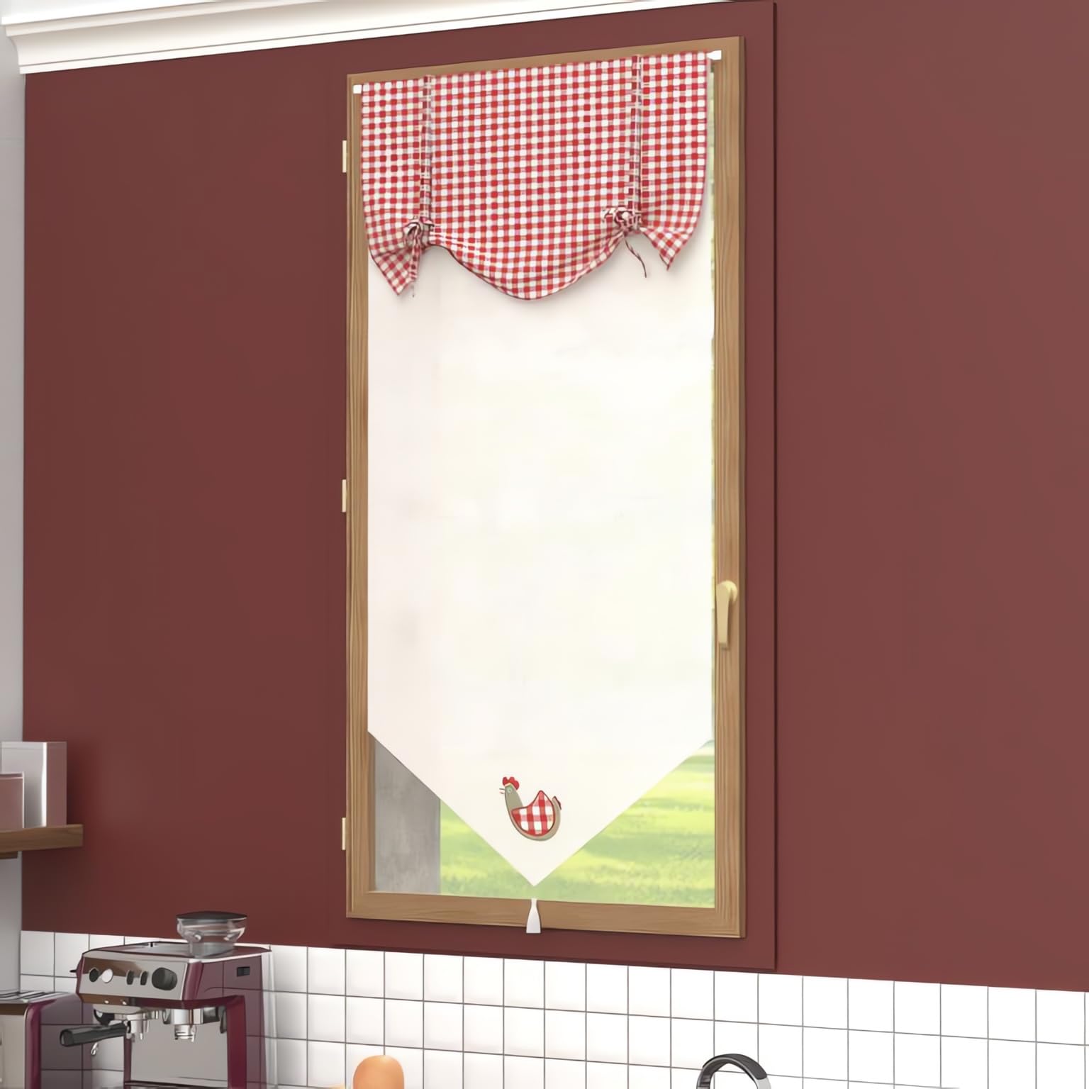 Soleil d'ocre, Paulette Half Curtain Cotton 60 x 120 cm
