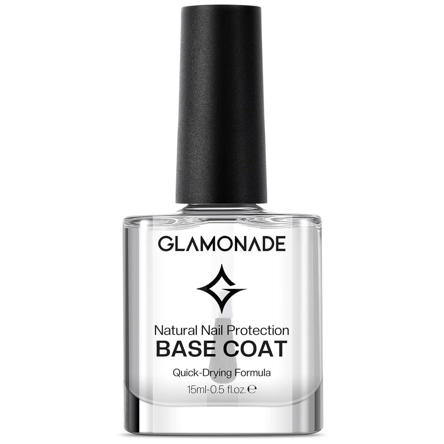 Glamonade Base Coat Nail Polish Clear: Quick Dry Nail Polish Long Lasting Fingernail Toe Polish Color Strengthener Natural Nail Repair 0.34 fl oz Nail