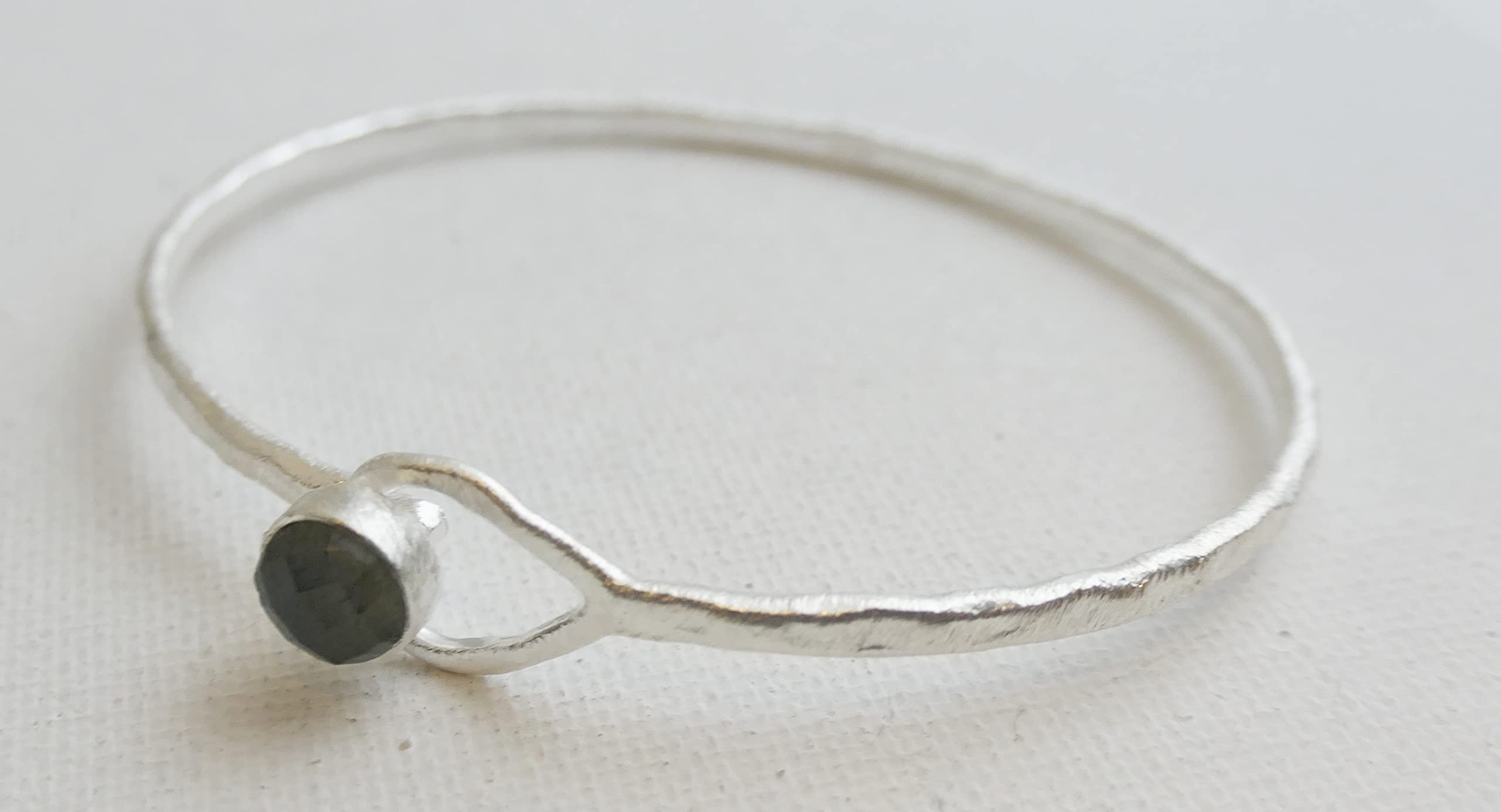Sophia Rose Bracciale con Labradorite in Argento Sterling 925 - Design Minimalista con Pietra Naturale da 7 mm