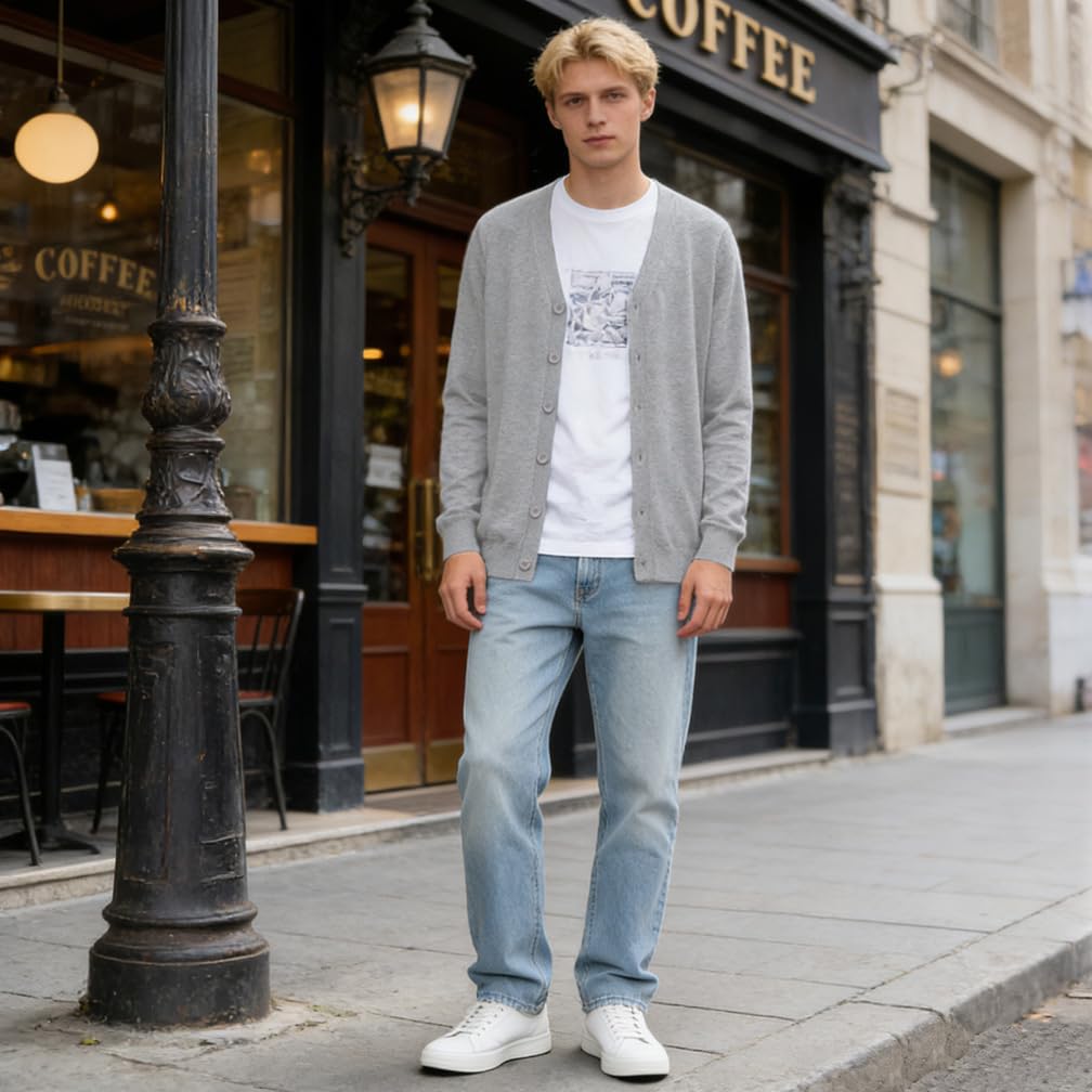 Cardigan pour Hommes avec Boutons, Tricots Léger