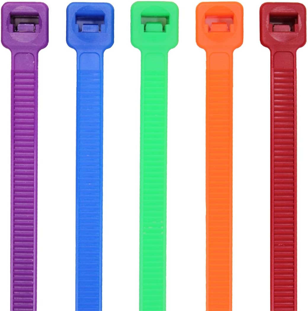 7" 50 lb Cable Ties Color Assortment 100/bag