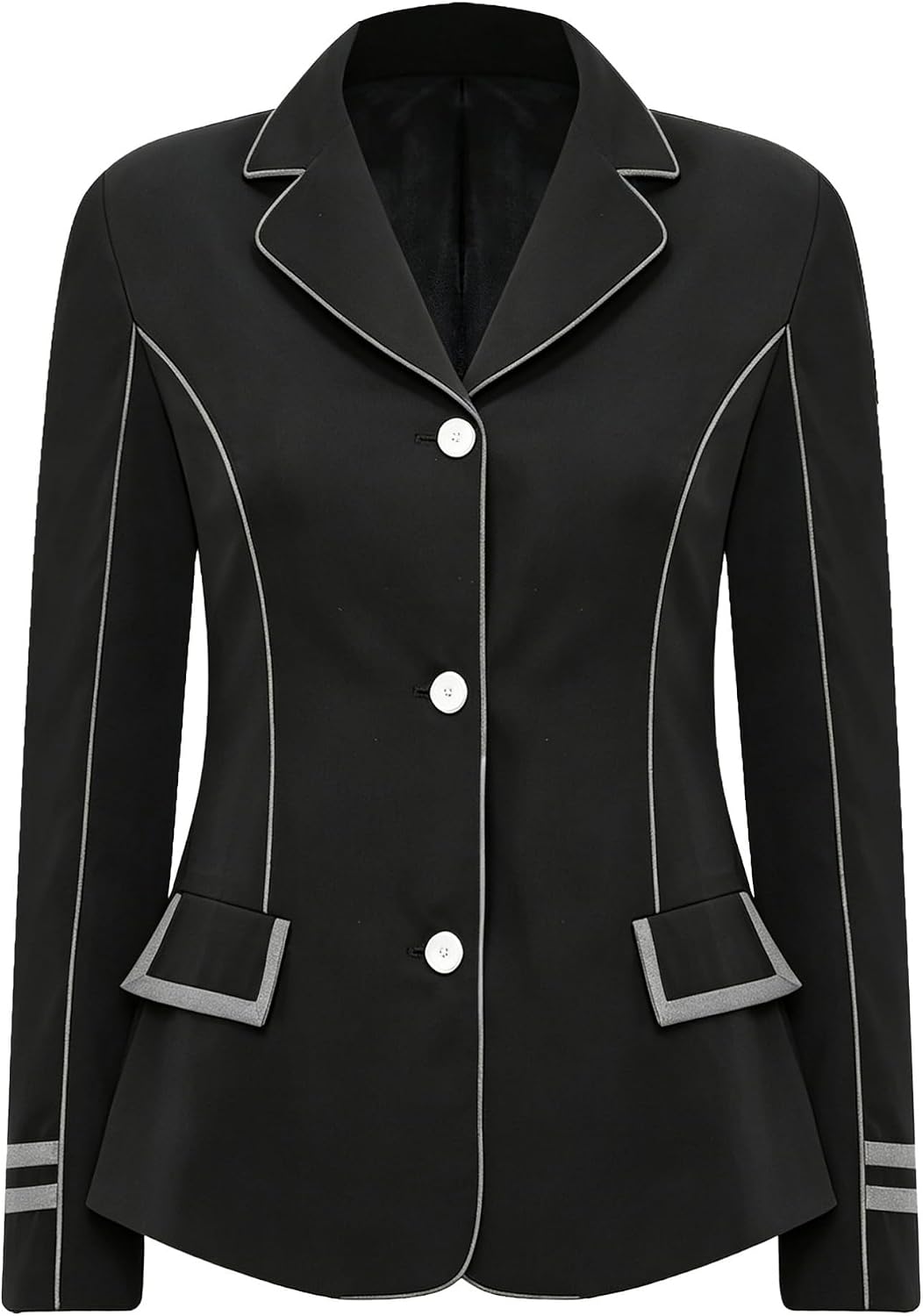 Agoky Women's Horse Riding Training Show Jackets with Pockets Contrast Trim Stretchy Equestrian Jackets