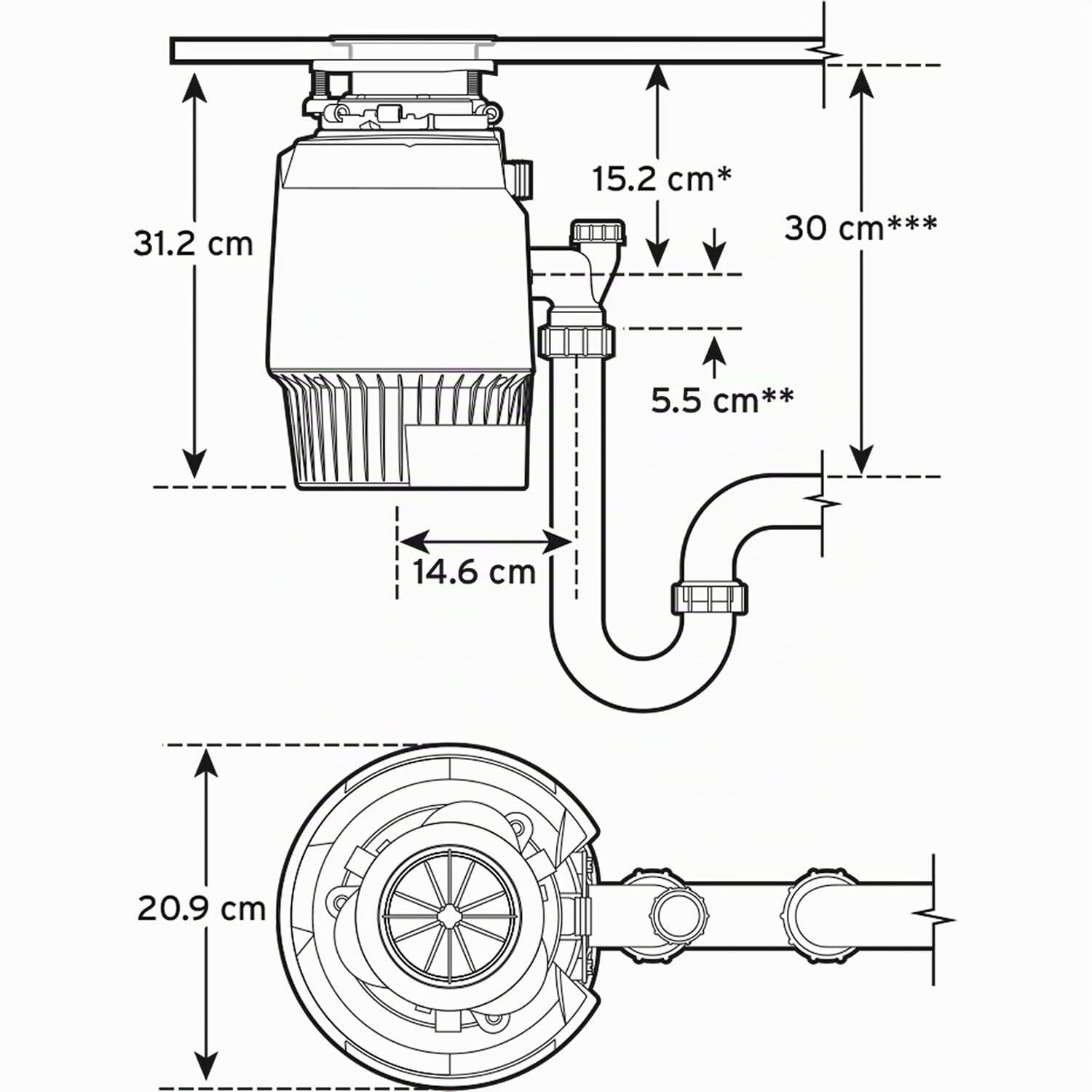Insinkerator Evolution Plus 750 EC - Trituradora de residuos de cocina con motor de inducción de 0,75 CV con interruptor de aire
