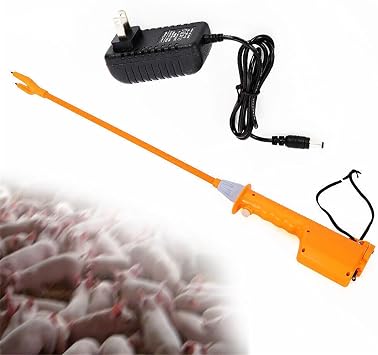 Animal Electric Prod Hot Shock, Waterproof Cattle Prod Stick Electric Rechargeable Hand Prod Shock Animals Livestock Farm Pig Cattle Prod Safety Shock Prodder with Battery