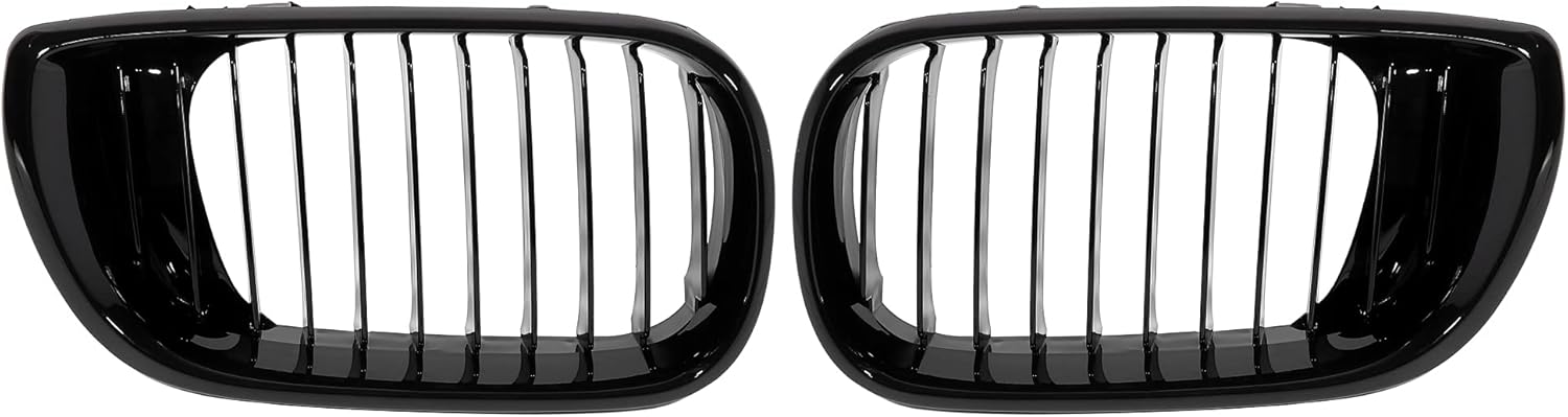 X AUTOHAUX Pair Gloss Black Front Kidney Grille Grill for BMW E46 3 Series 02-04 4 Door