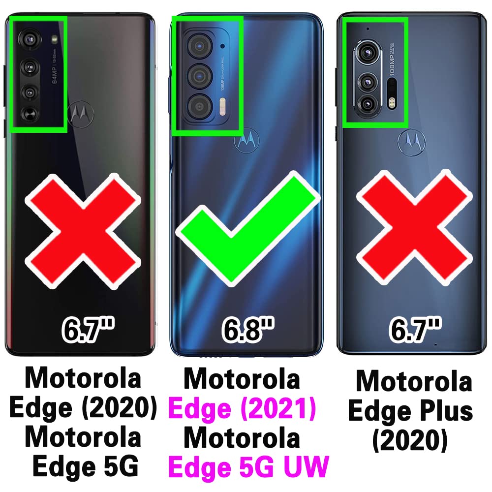 Asuwish Compatible with Motorola Moto Edge 2021/MotoEdge 5G UW Wallet Case and Tempered Glass Screen Protector Leather Flip Credit Card Holder Stand Cell Phone Cover for MotoEdge5GUW Women Rose Gold