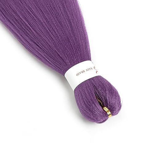 Miniatura 5 de Paquete de 2 extensiones de cabello trenzado morado de 30 pulgadas, extensiones de cabello largo preestirado para trenzar Yaki con agua caliente