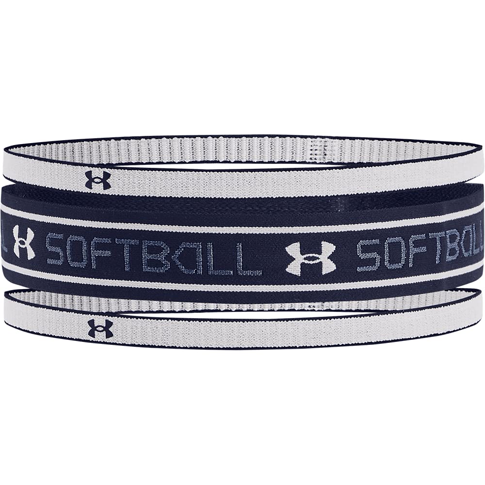 Diadema de sóftbol Under Armour transpirable gris y azul marino con ajuste elástico 3