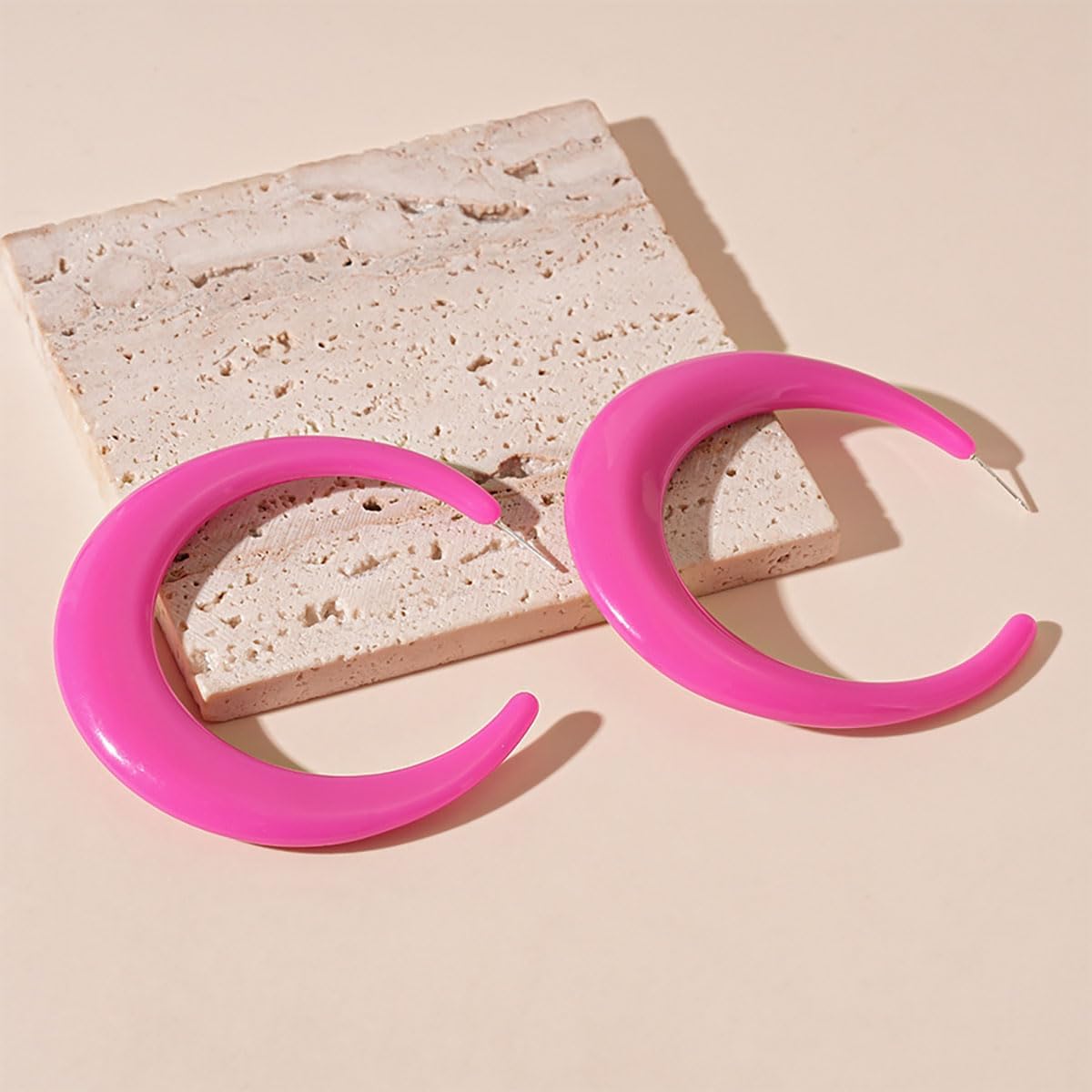 Acrylic Hoop Earrings for Women Resin Large Acrylic Hoop Statement Earrings Beach Neon Jewelry - Image 5