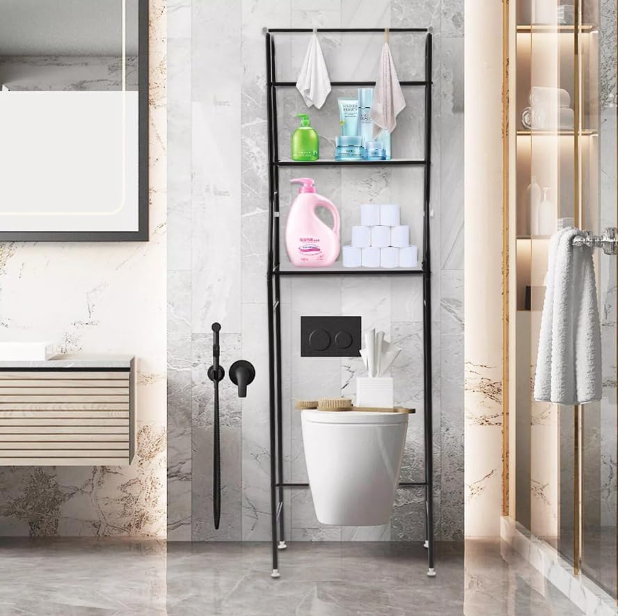 Modern 3-Tier Aluminum Bathroom Shelf - Over-The-Toilet Storage Shelf - Sleek Shelf - Organize Towels, Toiletries, Decorative Items