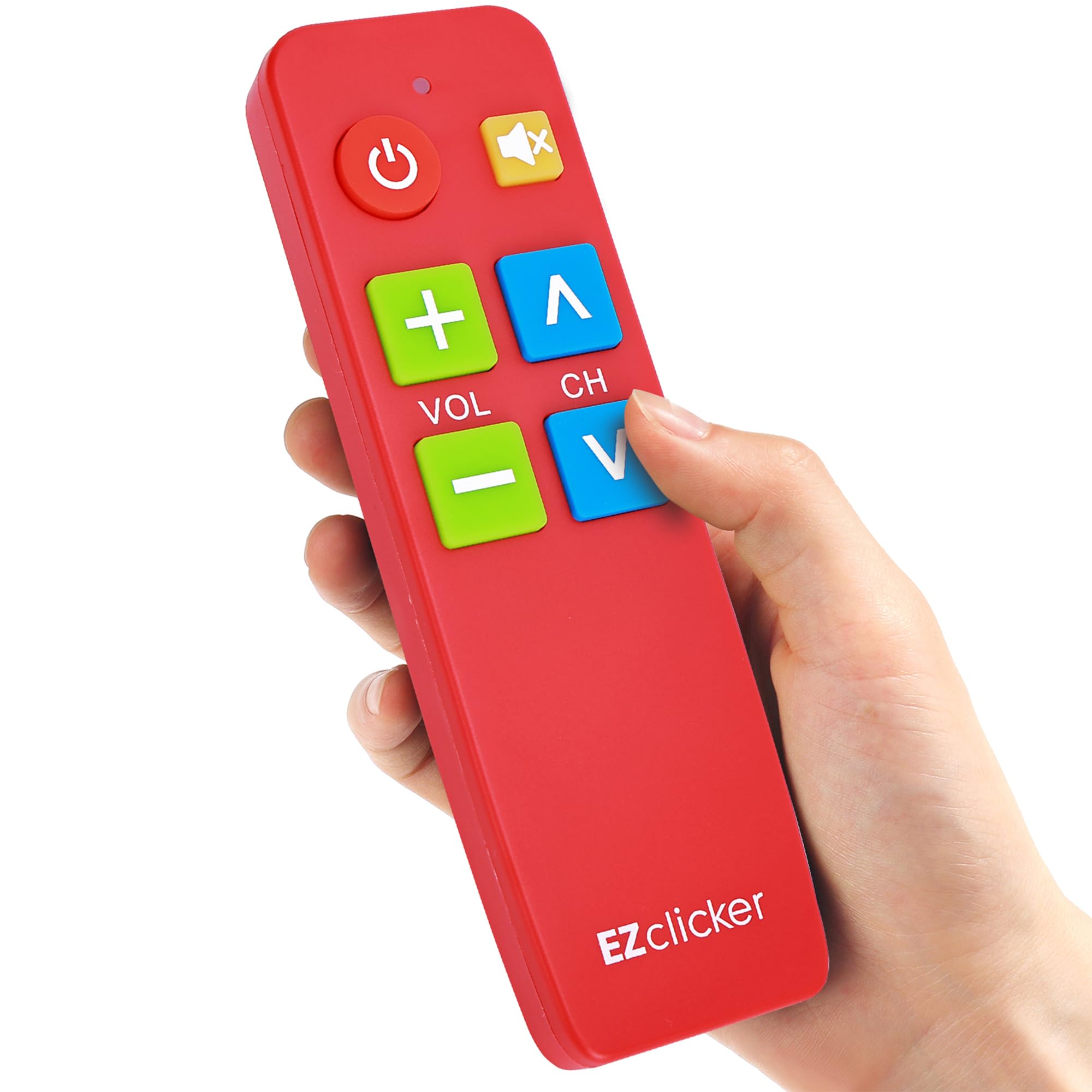 EZclicker 노인을 위한 TV 리모컨, 매우 간단한 빅 버튼 리모컨, 주요 TV 브랜드와 호환 (AAA 배터리 2개 미포함) (레드)