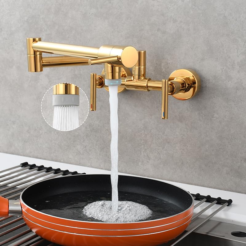 Mitigeur de cuisine mural en nickel brossé au design pliable et finitions premium