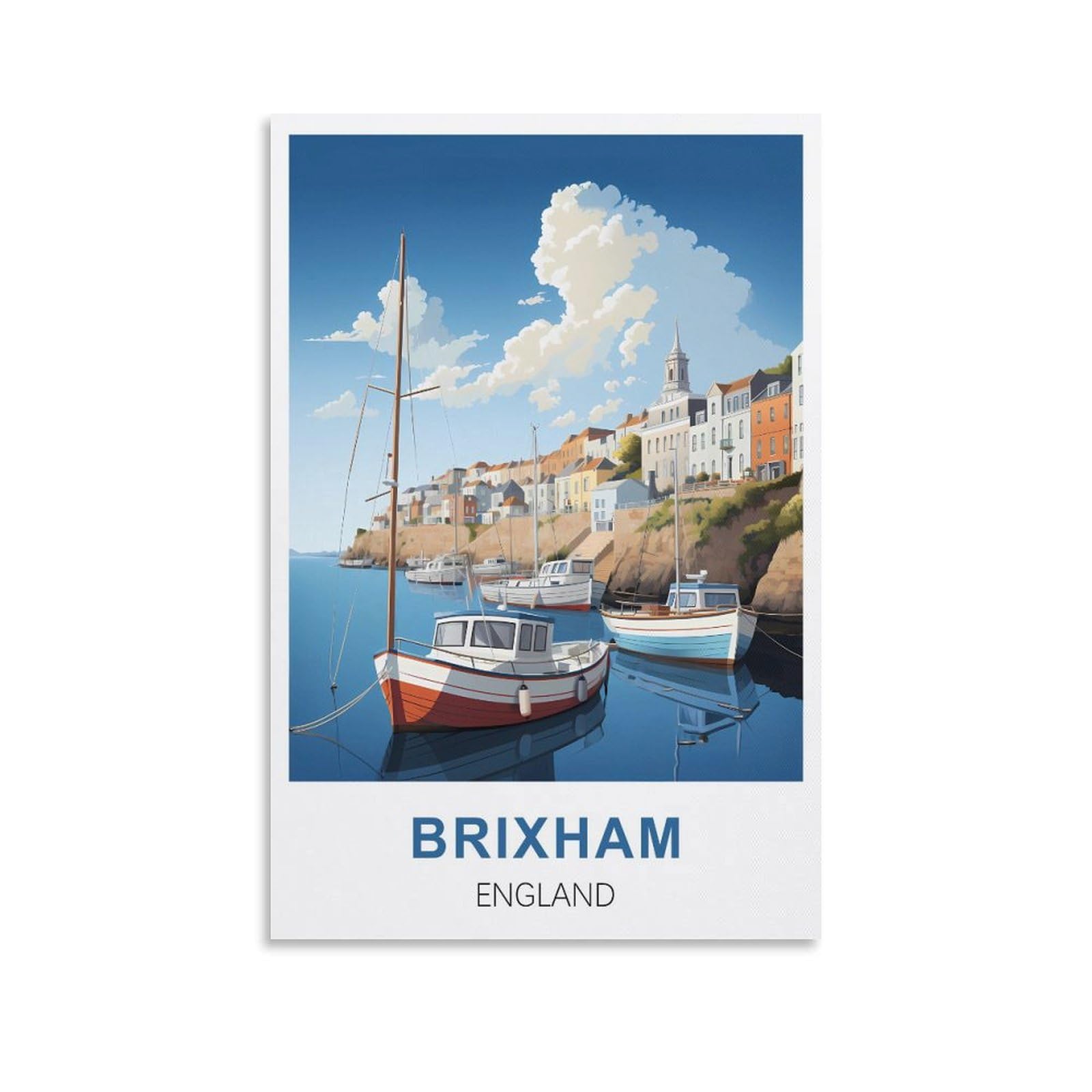 XLLYXYGJQ Brixham England Vintage Travel Posters 12x18inch(30x45cm) Canvas Wall Art Poster Print Artwork Painting Picture for Home Decoration Living Room Office Bedroom
